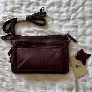 Bass Women's Dark Red Leather Crossbody Bag